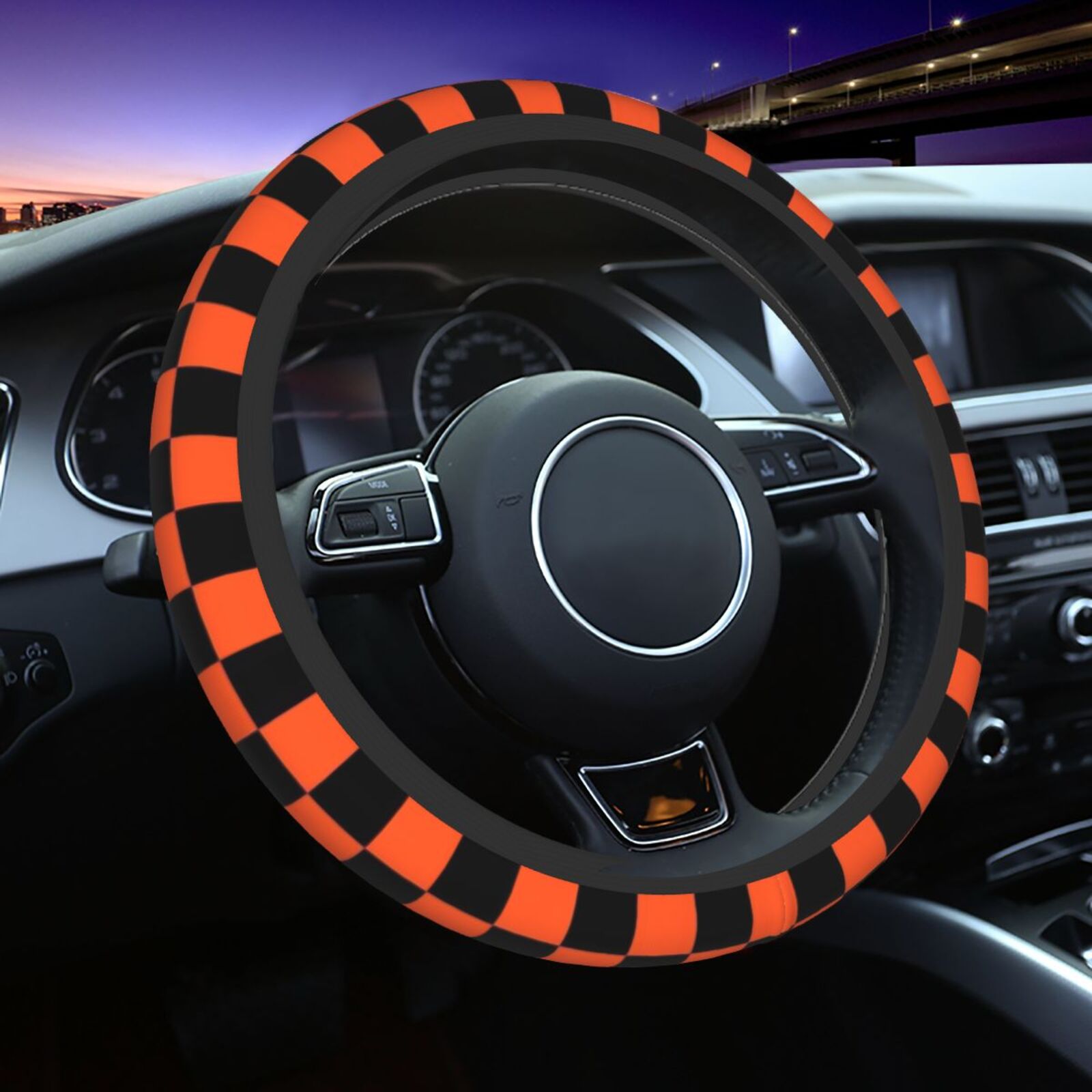 Women'S Accessories Vans - Black and Orange Grid Print Steering