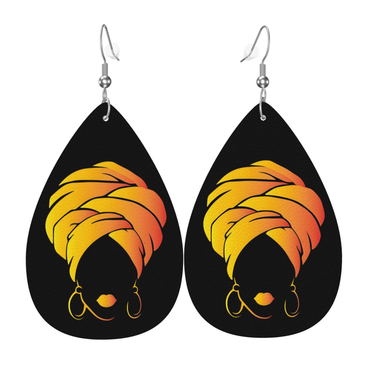 Women'S African Accessories - Custom Abstract African Woman Leather Earrings