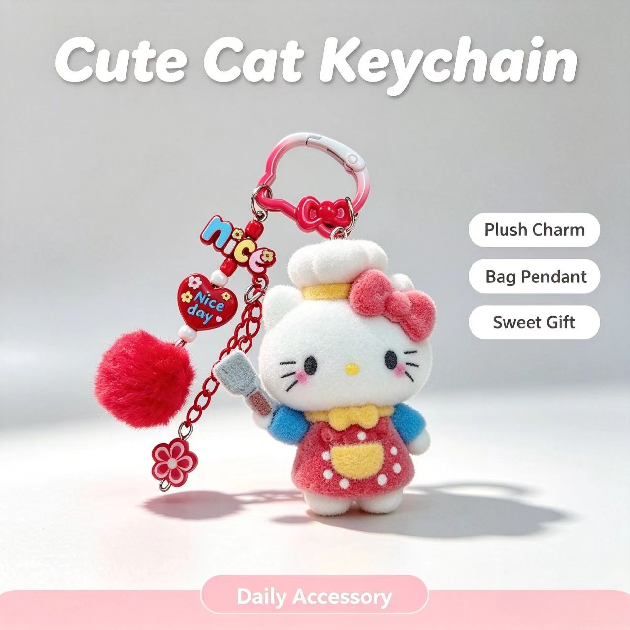Fashion Flocked Cat Keychain C - Women Accessories Trending recension och pris
