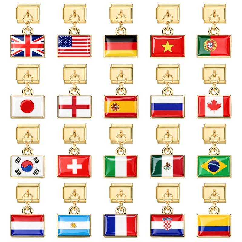 1Pcs 9×10mm Colorful World Fla - Women'S Accessories Manufacturers recension och pris