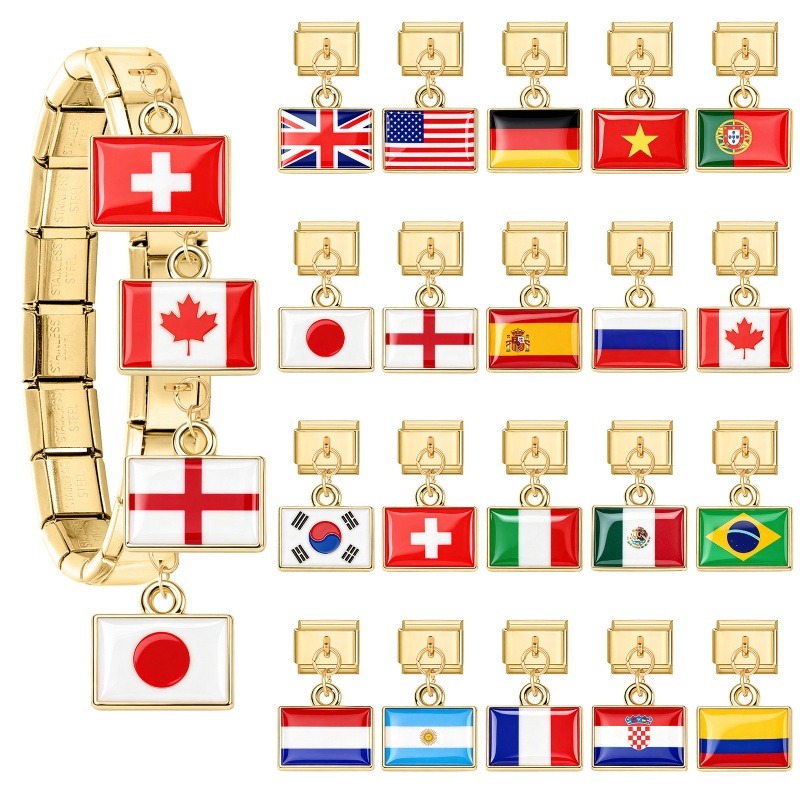 1Pcs 9×10mm Colorful World Fla - Women'S Accessories Manufacturers recension och pris