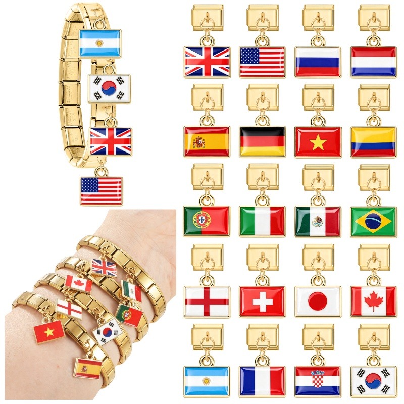1Pcs 9×10mm Colorful World Fla - Women'S Accessories Manufacturers recension och pris