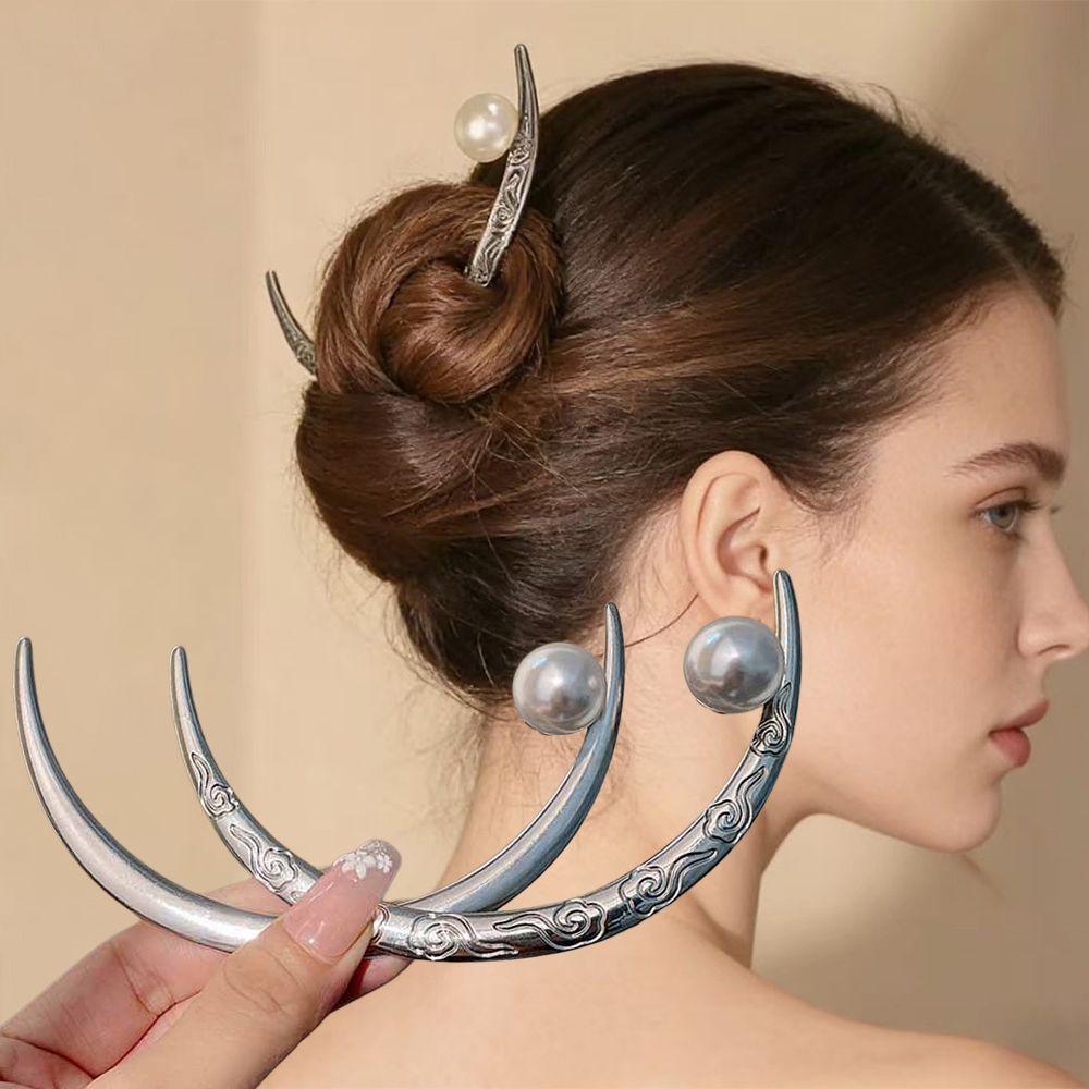 Pearl Hair Stick Crescent Moon - Hair Fork Stick recension och pris