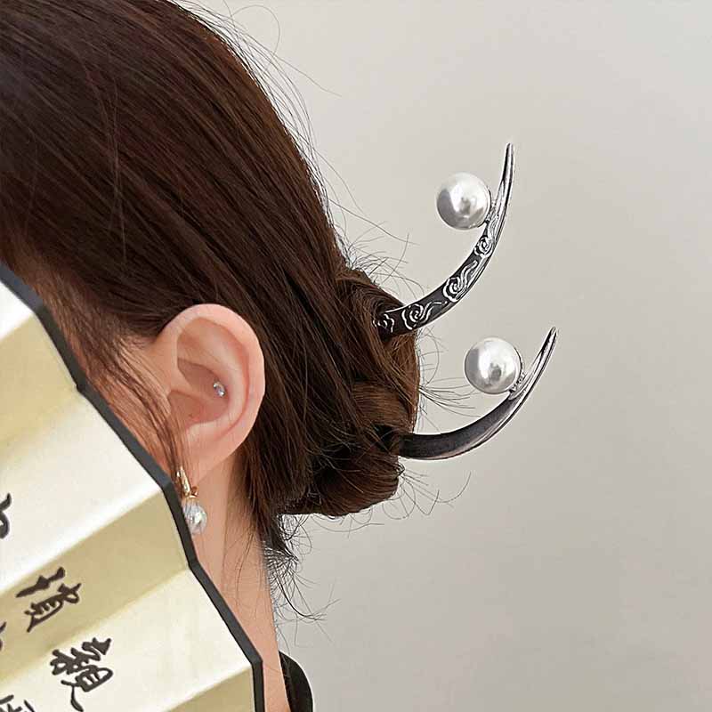 Pearl Hair Stick Crescent Moon - Hair Fork Stick recension och pris