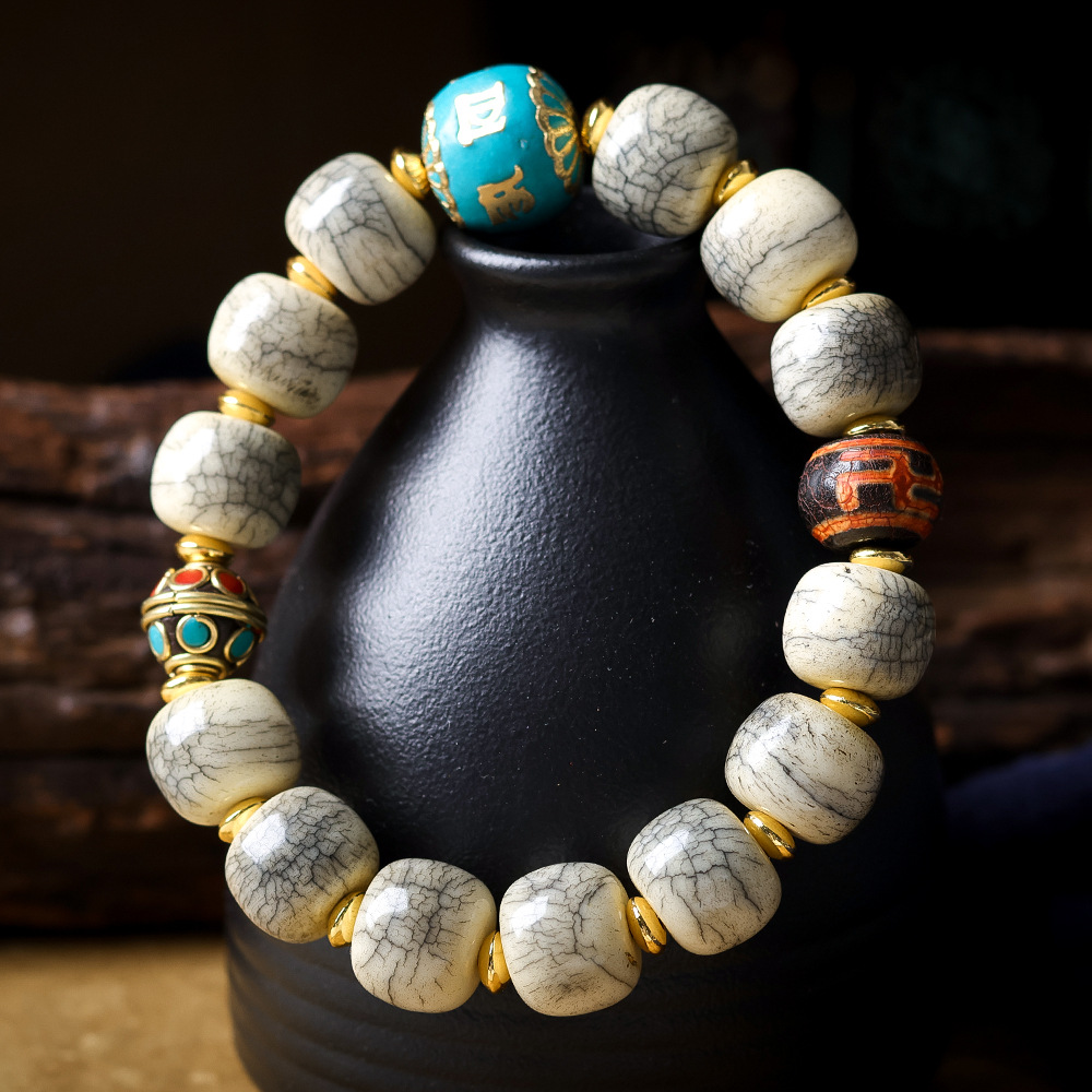 Cracked Yak Bone Barrel Bead B - Women Accessories Nepal recension och pris